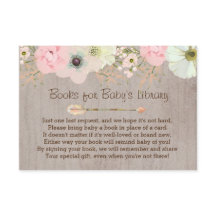 Boho Rustic Blommigt Feather Baby Bibliotek Infoga