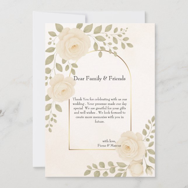 Boho Rustic Blommigt & Minimalist Elegant bröllop Tack Kort (Framsida)