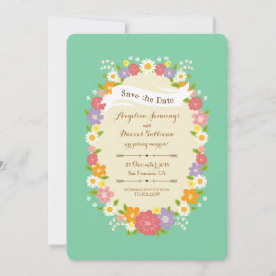 Boho Rustic Blommigt WAN Bröllop (Mint) Meddelande