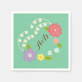 Boho Rustic Blommigt WAN Bröllop (Mint) Pappersservett