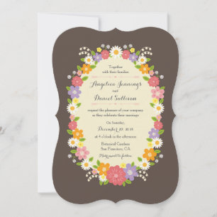 Boho Rustic Blommigt Wandec Bröllop Inbjudningar