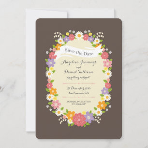 Boho Rustic Blommigt Wandec Bröllop Meddelande