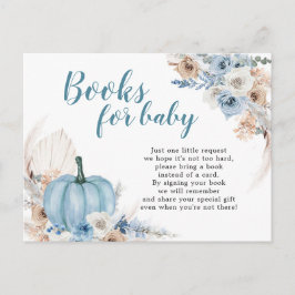 Boho Rustic Blue Pumpkin Fall Bokar för Baby Inbjudan Vykort