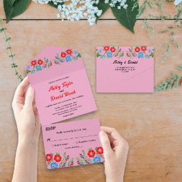 Boho Rustic Blue Röd ros Land Blommigt Bröllop
