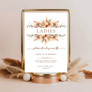 Boho Rustic Bröllop Dam Bathroom Basket Poster