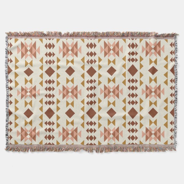 Boho Rustic Brown Earth Tone Tribal Mönster Filt (Framsidan)