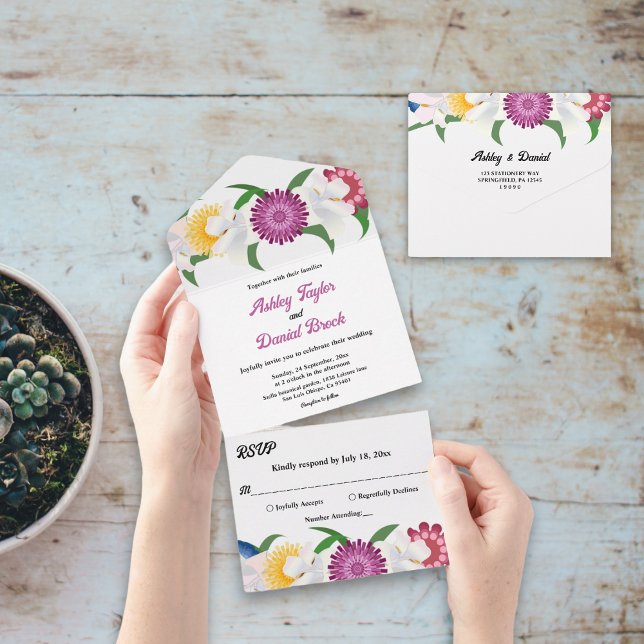 Boho Rustic Colorful Flowers Vår Blommigt Bröllop (Skapare uppladdad)