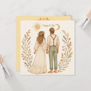 Boho Rustic Cowboy Bröllop spara datum