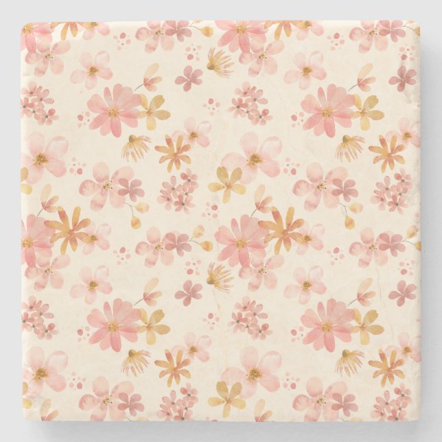 Boho rustic earthy botanical-blomman mönster stenunderlägg (Framsidan)