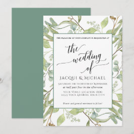BOHO Rustic Eucalyptus Foliage Watercolor Bröllop Inbjudningar