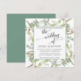 BOHO Rustic Eucalyptus Foliage Watercolor Square Inbjudningar