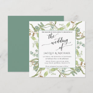 BOHO Rustic Eucalyptus Foliage Watercolor Square Inbjudningar