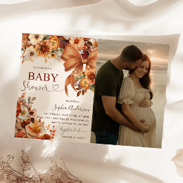 Boho Rustic Fall Blommigt Baby Shower Party Photo Inbjudningar