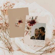 Boho Rustic Fall Blommigt Photo Save Date