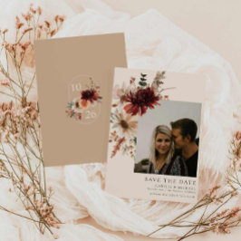 Boho Rustic Fall Blommigt Photo Save Date Inbjudningar
