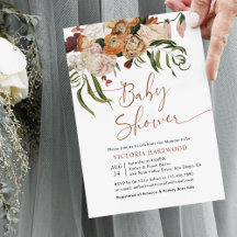 Boho Rustic Fall Blommigts Baby Shower-inbjudninga