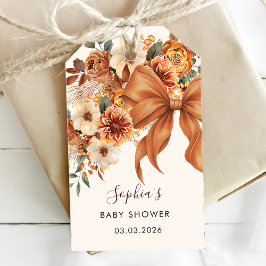 Boho Rustic Fall Floral Baby Shower Party Presentetikett