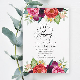 Boho Rustic Fall Watercolor Blommigt Möhippa Inbjudningar