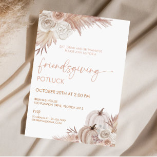 Boho Rustic Friendsgiving Thanksgiving Potluck Inbjudningar