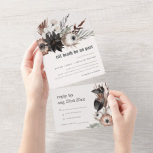 Boho Rustic Gothic Rust Black Botanical Bröllop
