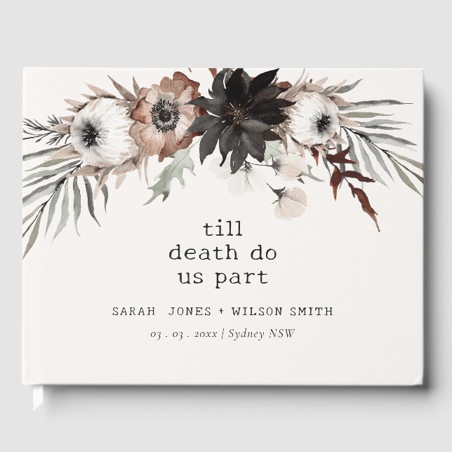 Boho Rustic Gothic Rust Black Botanical Bröllop Gästböcker (Framsida)