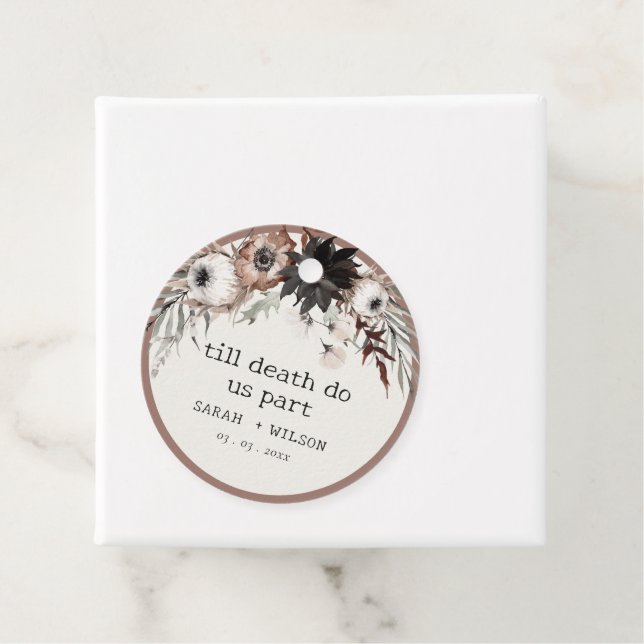 Boho Rustic Gothic Rust Black Botanical Bröllop Gåvor Etiketter (På plats)