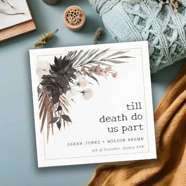 Boho Rustic Gothic Rust Black Botanical Bröllop Pappersservett (Skapare uppladdad)