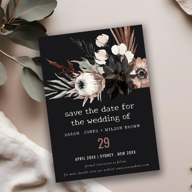 Boho Rustic Gothic Rust Black Botanical Bröllop Spara Datumet (Skapare uppladdad)