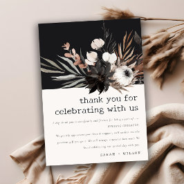 Boho Rustic Gothic Rust Black Botanical Bröllop Tack Kort