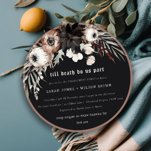 Boho Rustic Gothic Rust Black Botanical Förlovning Inbjudningar