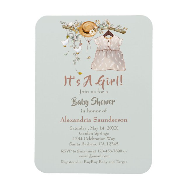 Boho Rustic Greenery Flicka Magnet (Vertikal)