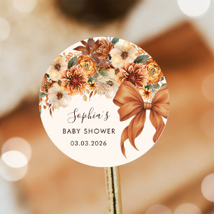 Boho Rustic Höst Blommig Baby Shower Runt Klistermärke
