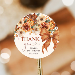 Boho Rustic Höst Blommig Baby Shower  Runt Klistermärke