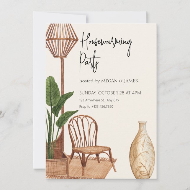 Boho rustic insida house inbjudningar (Framsida)