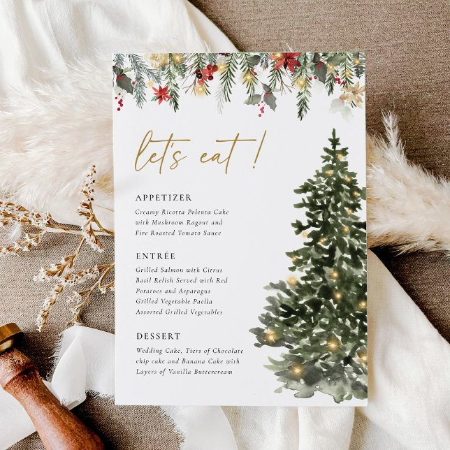Boho Rustic jul Gräs Träd Ljus Bröllop Meny (Skapare uppladdad)