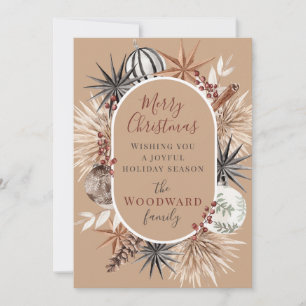 Boho Rustic-julets vattenfärg Julkort
