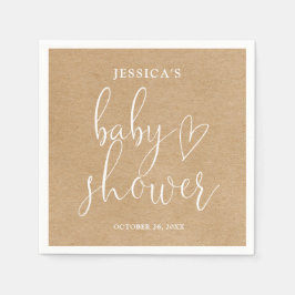 Boho Rustic Kraft Gender Neutral Baby Shower Pappersservett
