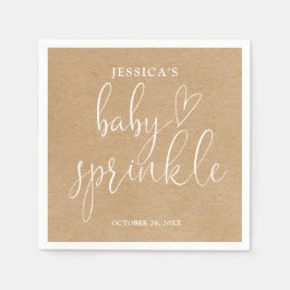 Boho Rustic Kraft Neutralt Baby Sprinkle Shower Pappersservett