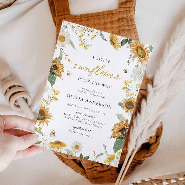 Boho Rustic Little SunblommBee Baby Shower Inbjudningar (Skapare uppladdad)