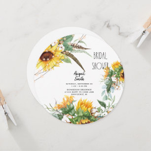 Boho Rustic Ljus Solros Möhippa Round Inbjudningar