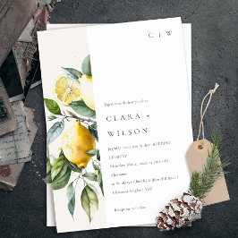 Boho Rustic Minimal Gult Lemon Garden Wedding Inbjudningar