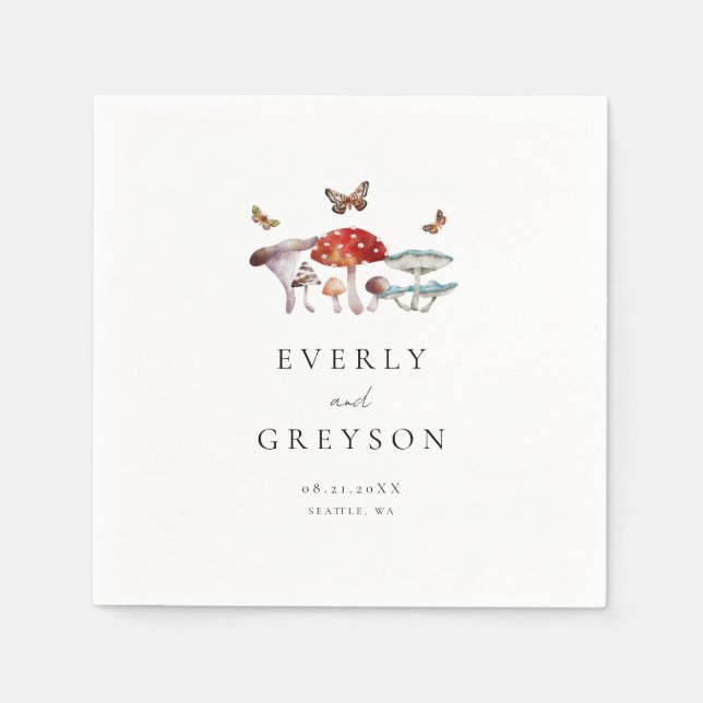 Boho & Rustic Mushroom Bröllop Pappersservett (Framsidan)