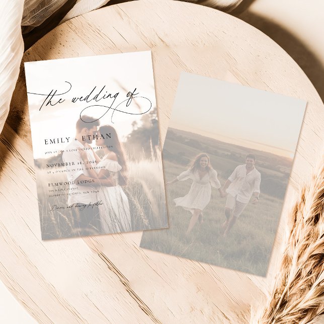 Boho Rustic Overlay Photo Bröllop Inbjudningar (Skapare uppladdad)