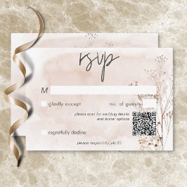 Boho Rustic Pampas & Dried Grass Bouquet QR-kod OSA Kort