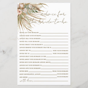 Boho Rustic Pampas Grass Blommigt Advice for Bride