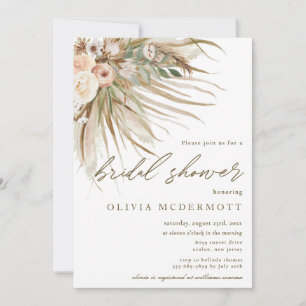 Boho Rustic Pampas Grass Blommigt Möhippa Invi Inbjudningar