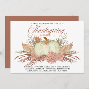 Boho Rustic Pampas Grass   Pumpkin-Thanksgiving Inbjudningar