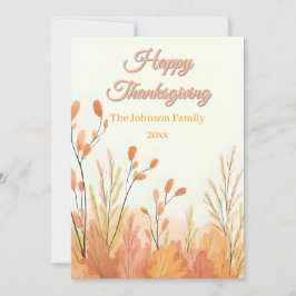 Boho Rustic Pampas Grass Thanksgiving Julkort