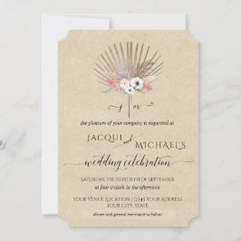 BOHO Rustic Pampas Grass Tropical Monogram Blommig Inbjudningar