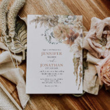 Boho Rustic Pampas Grass Wedding bjudande